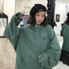 Load image into Gallery viewer, Hoodies Women Winter Elegant Trendy Leisure Hooded Solid Womens Pullover Students Letter Printed Long Sleeve Ladies Sweatshirts