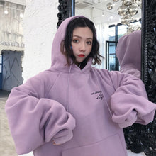 Load image into Gallery viewer, Hoodies Women Winter Elegant Trendy Leisure Hooded Solid Womens Pullover Students Letter Printed Long Sleeve Ladies Sweatshirts