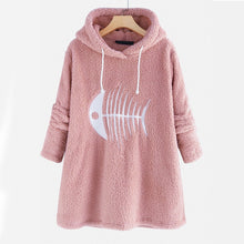 Load image into Gallery viewer, Fish Bone Embroidery Hoodies Cute Plush Long Sleeve Women's Sweatshirt Pullover Autumn Winter 2019 Plus Size Sweatshirts