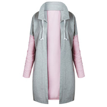 Load image into Gallery viewer, Oversized Women Irregular Hem Tie Collar Coat Casual Knitted Patchwork Female Zip-up Sweatshirts Fashion Outwear Streetwear