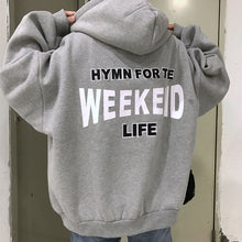 Load image into Gallery viewer, Hoodies Women Letter Printed Loose Hooded Trendy Pockets Plus Velvet Sweatshirts Womens Korean Style Harajuku All-match Chic