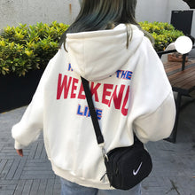 Load image into Gallery viewer, Hoodies Women Letter Printed Loose Hooded Trendy Pockets Plus Velvet Sweatshirts Womens Korean Style Harajuku All-match Chic