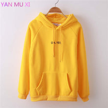 Load image into Gallery viewer, OH YES New Fashion Corduroy Long sleeves Letter Harajuku Print  Light pink Pullovers Tops O-neck Women's Hooded sweatshirt tops