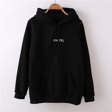 Load image into Gallery viewer, OH YES New Fashion Corduroy Long sleeves Letter Harajuku Print  Light pink Pullovers Tops O-neck Women's Hooded sweatshirt tops