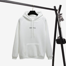 Load image into Gallery viewer, OH YES New Fashion Corduroy Long sleeves Letter Harajuku Print  Light pink Pullovers Tops O-neck Women's Hooded sweatshirt tops