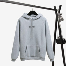 Load image into Gallery viewer, OH YES New Fashion Corduroy Long sleeves Letter Harajuku Print  Light pink Pullovers Tops O-neck Women's Hooded sweatshirt tops