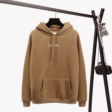 Load image into Gallery viewer, OH YES New Fashion Corduroy Long sleeves Letter Harajuku Print  Light pink Pullovers Tops O-neck Women's Hooded sweatshirt tops